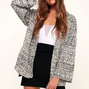 Lulu’s Dantel Beige Multi Knit Cardigan Sweater